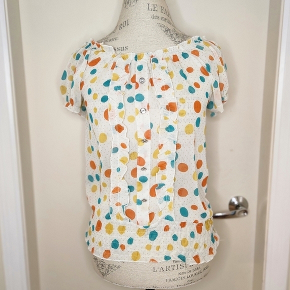 60s Polkadot Ruffle Top - Picture 1 of 11